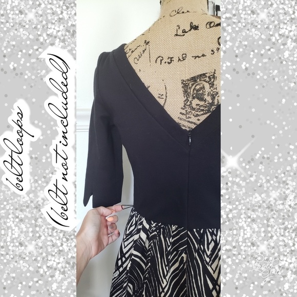 Milly A-line cocktail dress black white palm print - Picture 3 of 8